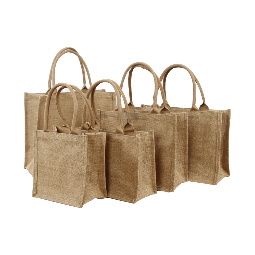 Burlaptote sacculum pone jute tote sacculos cum manubriis blank magna burlap reusable grocery saccis aqua repugnant pro pronuba donum peregrinatione shopping diy cratibus saccis