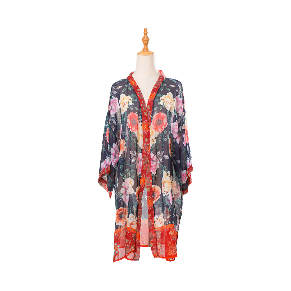 Kimonos pro feminis aestatis litus celare merae cardigan chiffon floralis velare laxa fortuita top subucula