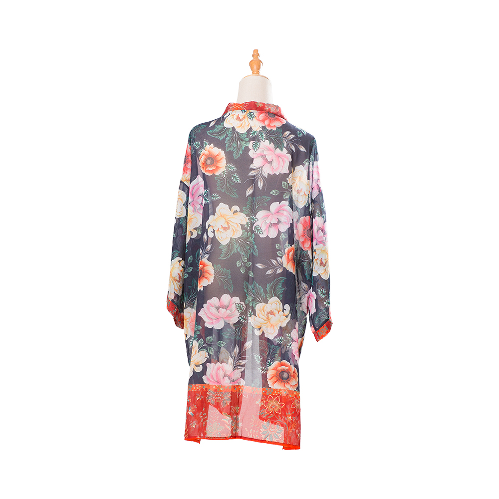 Kimonos pro feminis aestatis litus celare merae cardigan chiffon floralis velare laxa fortuita top subucula