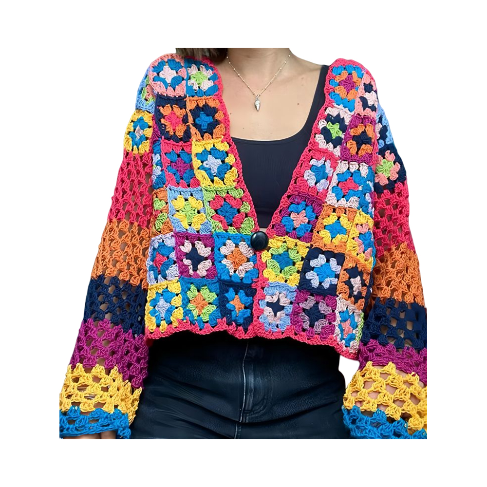 Granny quadratum cardigan tunica varia centonibus iaccam cardigan rhoncus crochet sweater